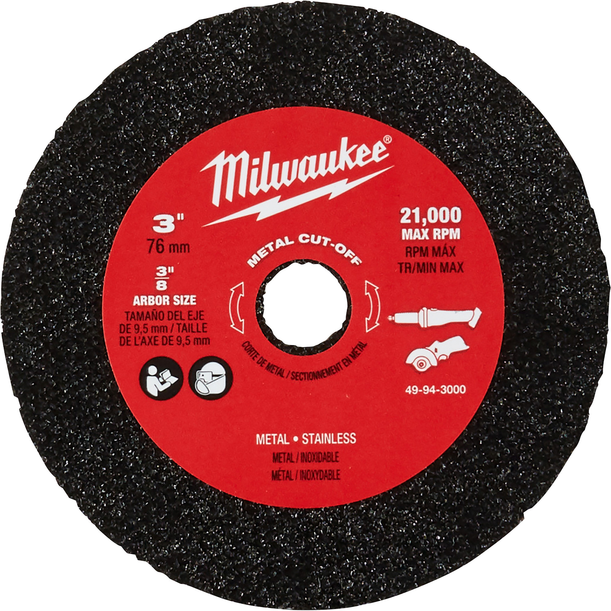 Milwaukee 3in. Metal Cut-Off Wheels, 3-Pack, 20,000 RPM, Model# 49-94-3000